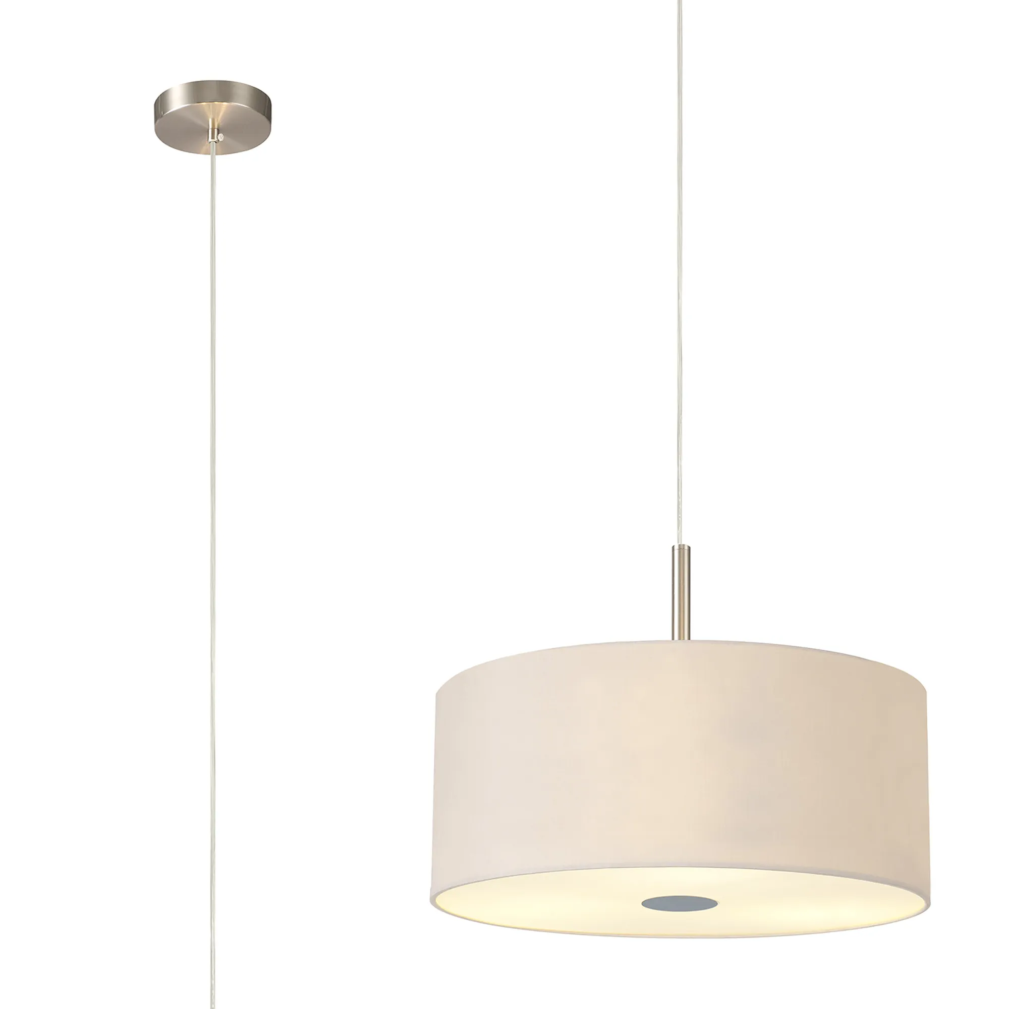 Baymont 40cm 3 Light Pendant Satin Nickel, Nude Beige/Moonlight, Frosted Diffuser DK0434  Deco Baymont SN NU